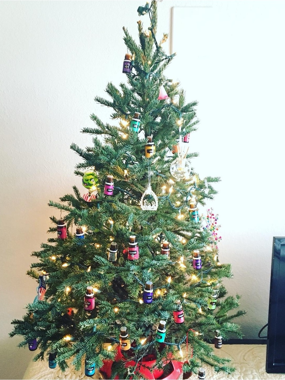 Christmas Ornaments from essential oil bottles